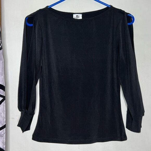 ING International Newport Group Black relaxed fit split long sleeve top - Picture 1 of 11